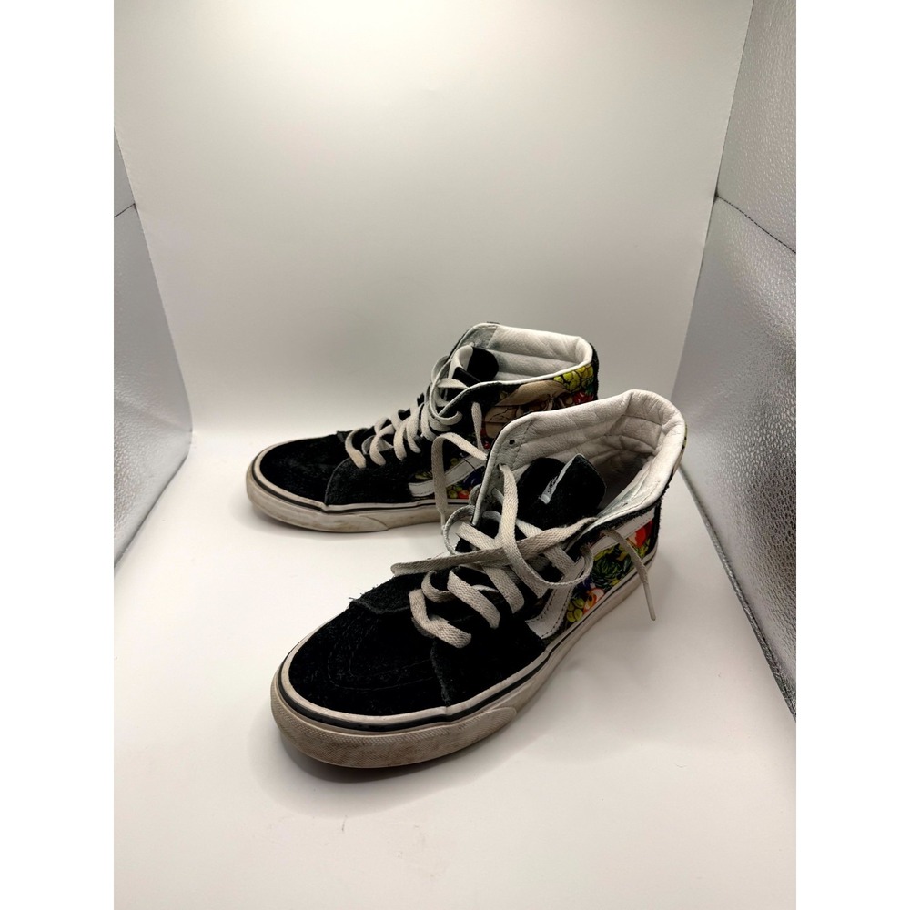 Vans Sk8-Hi Fruit Skull Mens 6 Sneaker Black White Suede High Top Skate Shoes